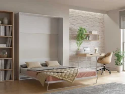 Bedkast 160 X 200 Cm Verticaal Manueel Te Openen Wit Met Matras Malina Ii
