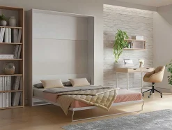 Bedkast 160 X 200 Cm Verticaal Manueel Te Openen Wit Met Matras Malina Ii