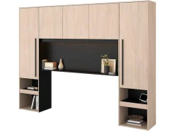 Bedkast Met Opbergruimte - Met Ledverlichting - L265 Cm - Kleur: Naturel En Zwart - Velona