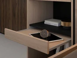 Bedkast Met Opbergruimte - Met Ledverlichting - L265 Cm - Kleur: Naturel En Zwart - Velona