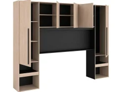 Bedkast Met Opbergruimte - Met Ledverlichting - L265 Cm - Kleur: Naturel En Zwart - Velona