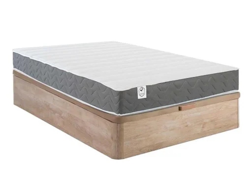 Bedset 140 X 190 Cm - Bedbodem Met Lichte Houtlook En Opbergruimte + Matras In Schuim Met Hoge Dichtheid - Heaven Van Dreamea Play
