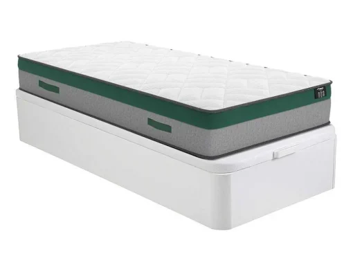 Bedset 90 X 190 Cm - Witte Bedbodem Met Opbergruimte + Matras Met Pocketveren - Prestige Van Ysmee Play