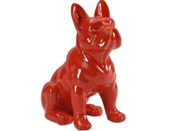 Beeld Van Franse Bulldog - Hars - L. 27 X B. 16 X H. 32 Cm - Rood - Doggo