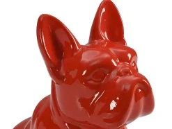 Beeld Van Franse Bulldog - Hars - L. 27 X B. 16 X H. 32 Cm - Rood - Doggo