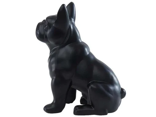 Beeld Van Franse Bulldog - Hars - L. 27 X B. 16 X H. 32 Cm - Mat Zwart - Doggo