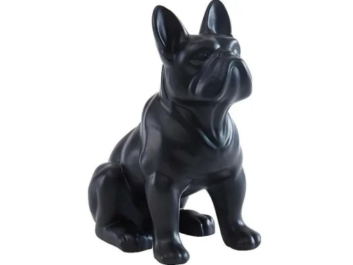 Beeld Van Franse Bulldog - Hars - L. 27 X B. 16 X H. 32 Cm - Mat Zwart - Doggo