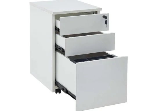 Behuizing Van Een Professioneel Mobiel Bureau - 3 Lades - Met Slot - Wit - Downtown