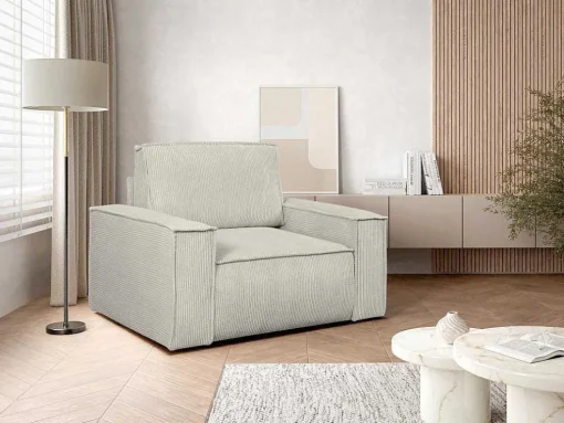Beige Fauteuil Van Ribfluweel Amelia