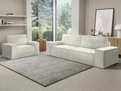 Beige Fauteuil Van Ribfluweel Amelia