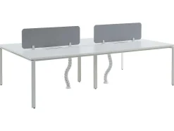 Benchbureau Voor 4 Personen - Wit - L140 Cm - Met Afscheidingen - Downtown