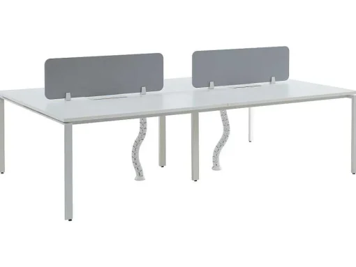 Benchbureau Voor 4 Personen - Wit - L140 Cm - Met Afscheidingen - Downtown