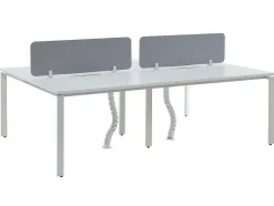 Benchbureau Voor 4 Personen - Wit - L120 Cm - Met Afscheidingen - Downtown