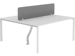 Benchbureau Voor 2 Personen - Wit - L160 Cm - Met Afscheiding - Downtown