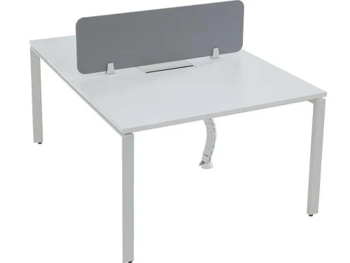 Benchbureau Voor 2 Personen - Wit - L120 Cm - Met Afscheiding - Downtown