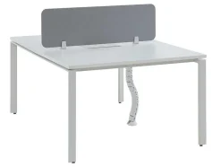 Benchbureau Voor 2 Personen - Wit - L120 Cm - Met Afscheiding - Downtown