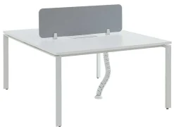 Benchbureau Voor 2 Personen - Wit - L140 Cm - Met Afscheiding - Downtown