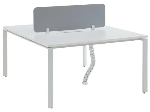 Benchbureau Voor 2 Personen - Wit - L140 Cm - Met Afscheiding - Downtown