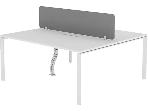 Benchbureau Voor 2 Personen - Wit - L160 Cm - Met Afscheiding - Downtown
