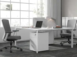 Benchbureau Voor 2 Personen - Wit - L140 Cm - Met Afscheiding - Downtown