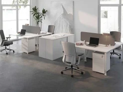 Benchbureau Voor 2 Personen - Wit - L160 Cm - Met Afscheiding - Downtown