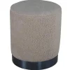 Benji Poef, Hocker O35Cm Teddystof Beige, Zwart.