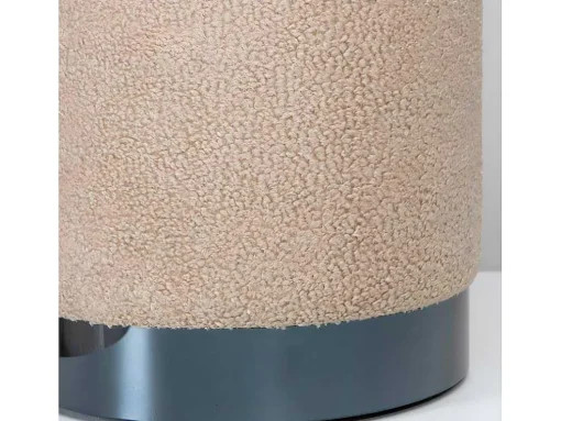 Benji Poef, Hocker O35Cm Teddystof Beige, Zwart.