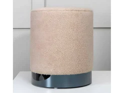 Benji Poef, Hocker O35Cm Teddystof Beige, Zwart.