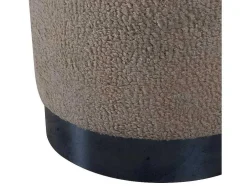 Benji Poef, Hocker O35Cm Teddystof Beige, Zwart.
