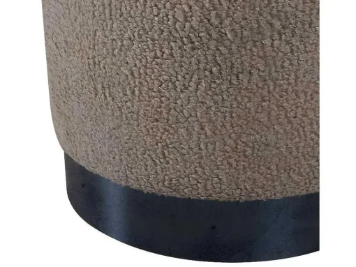 Benji Poef, Hocker O35Cm Teddystof Beige, Zwart.