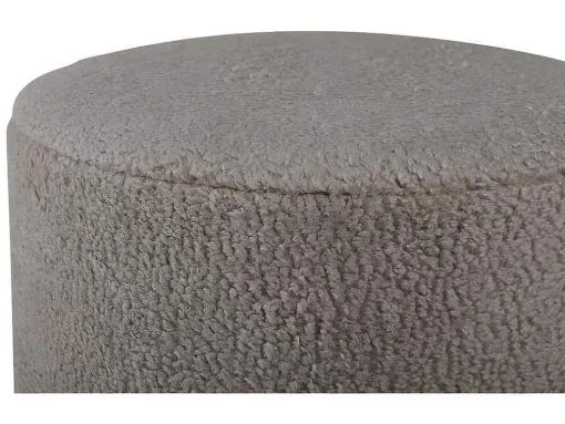 Benji Poef, Hocker O35Cm Teddystof Beige, Zwart.