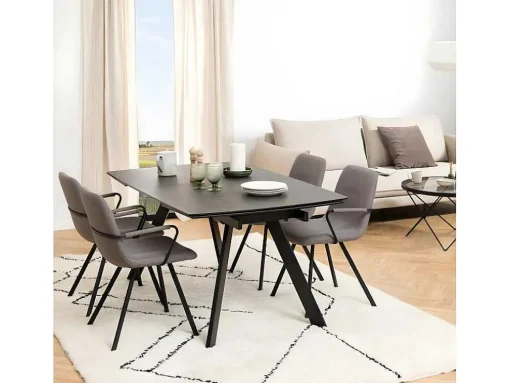 Berry Eetkamertafel 97X160/240Cm Met Extra Plaat Zwart.