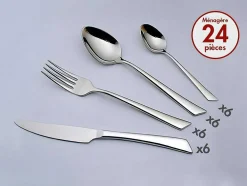 Bestekset 24 Stukken Van Inox Grazia - Spiegelende Afwerking - Zilverkleurig