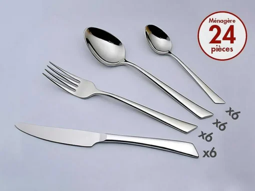 Bestekset 24 Stukken Van Inox Grazia - Spiegelende Afwerking - Zilverkleurig