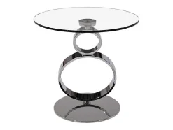 Bijzettafel Joline - Transparant Gehard Glas En Stalen Voet
