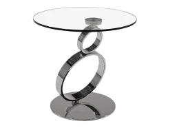 Bijzettafel Joline - Transparant Gehard Glas En Stalen Voet