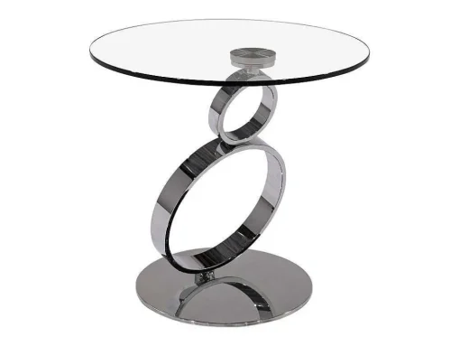 Bijzettafel Joline - Transparant Gehard Glas En Stalen Voet