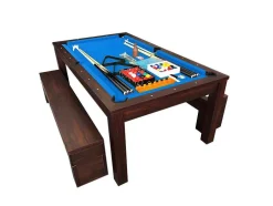 Biljarttafel 7 Voet Blauw Converteerbaar Met Banken Theti