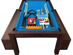 Biljarttafel 7 Voet Blauw Converteerbaar Met Banken Theti