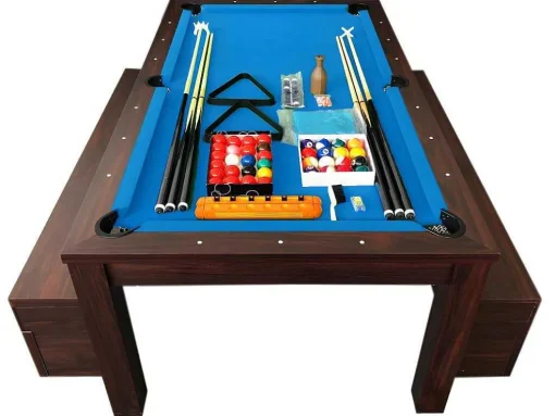 Biljarttafel 7 Voet Blauw Converteerbaar Met Banken Theti