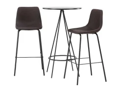 Bistro Barmeubelset Bartafel Zwart En 2 Alexi Barstoelen Bruin.