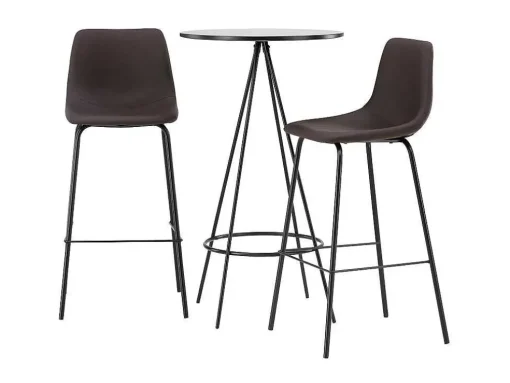 Bistro Barmeubelset Bartafel Zwart En 2 Alexi Barstoelen Bruin.