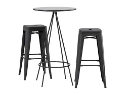 Bistro Barmeubelset Bartafel Zwart En 2 Tempe Barstoelen Zwart.