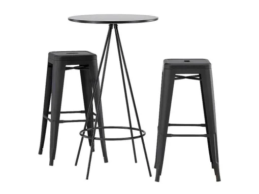 Bistro Barmeubelset Bartafel Zwart En 2 Tempe Barstoelen Zwart.