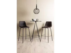 Bistro Barmeubelset Bartafel Zwart En 2 Alexi Barstoelen Bruin.
