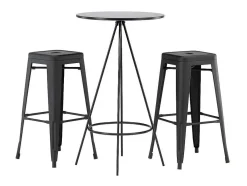 Bistro Barmeubelset Bartafel Zwart En 2 Tempe Barstoelen Zwart.