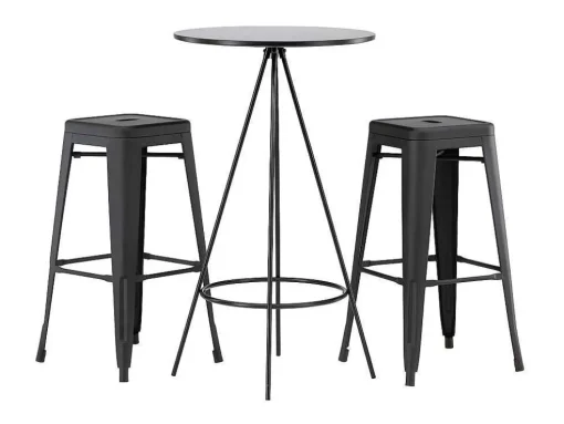 Bistro Barmeubelset Bartafel Zwart En 2 Tempe Barstoelen Zwart.