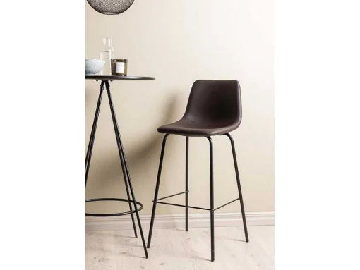 Bistro Barmeubelset Bartafel Zwart En 2 Alexi Barstoelen Bruin.