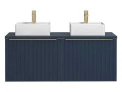 Blauw Hangend Badkamermeubel Met Dubbele Wastafel - 120 Cm - Josepha