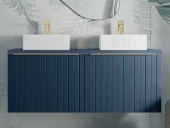 Blauw Hangend Badkamermeubel Met Dubbele Wastafel - 120 Cm - Josepha